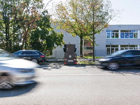 Enforcement trailer Semistation at a kindergarten