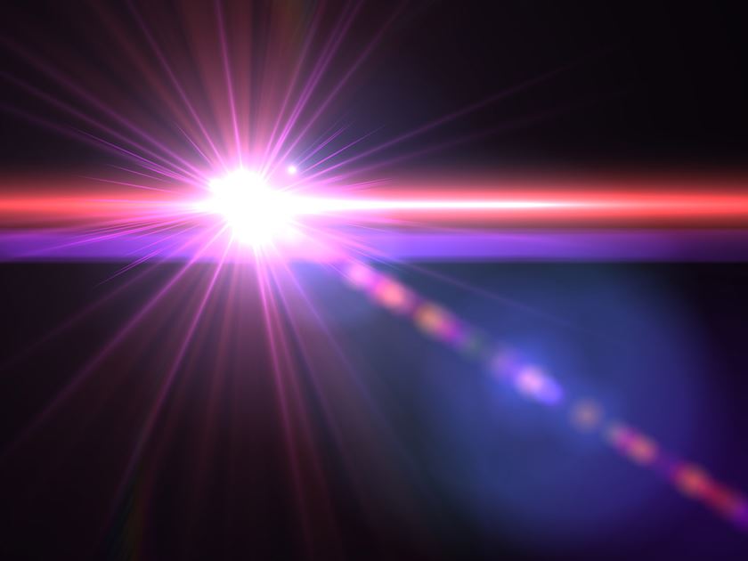Red/blue light on dark background